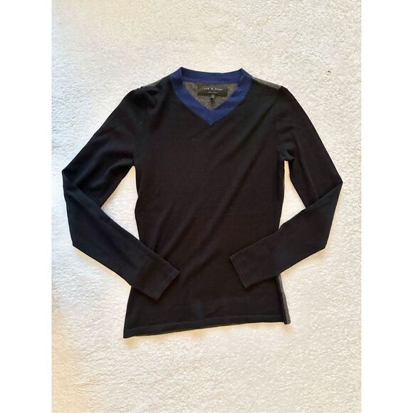 Rag & Bone - Size xs Color Block Cashmere Blend V-Neck Sweater - Picture 6 of 7